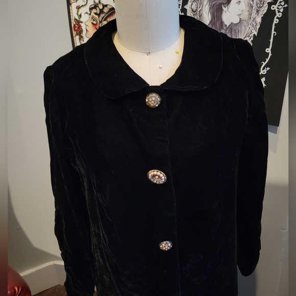 Vintage 50s/60s Velvet Mod Dress size S - Picture 3 of 8